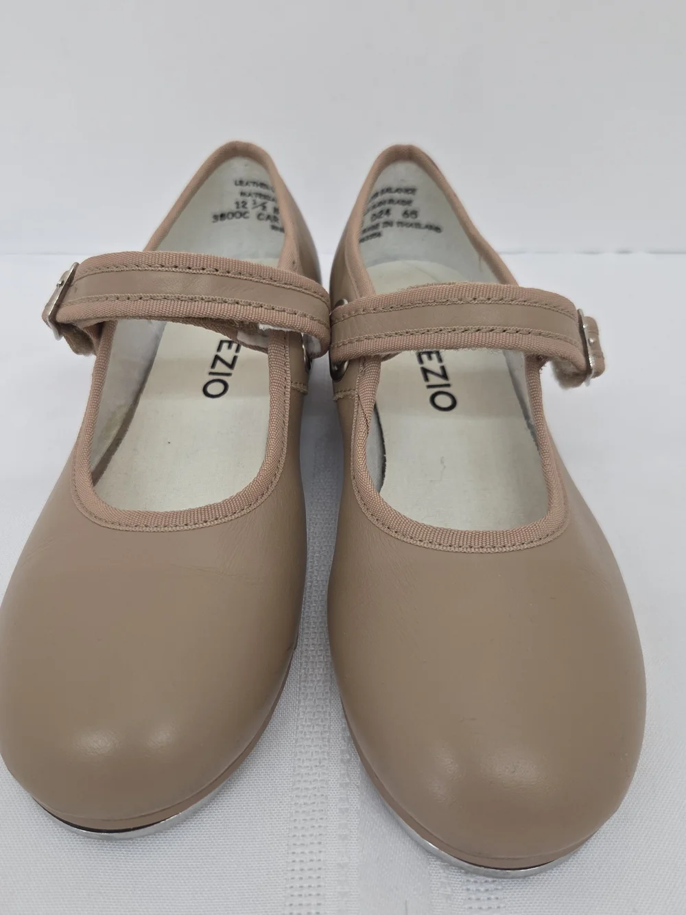 Capezio Kids Mary Jane Tap Shoes Sz 12.5 Taupe Dance